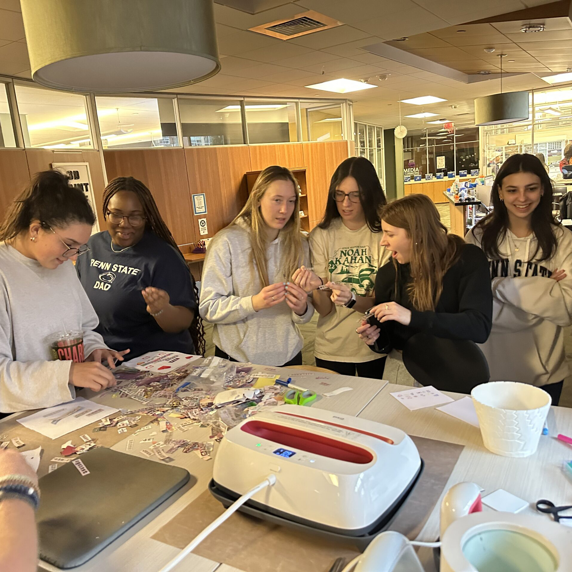 Active Learning activity with students creating materials with textiles and the heat press