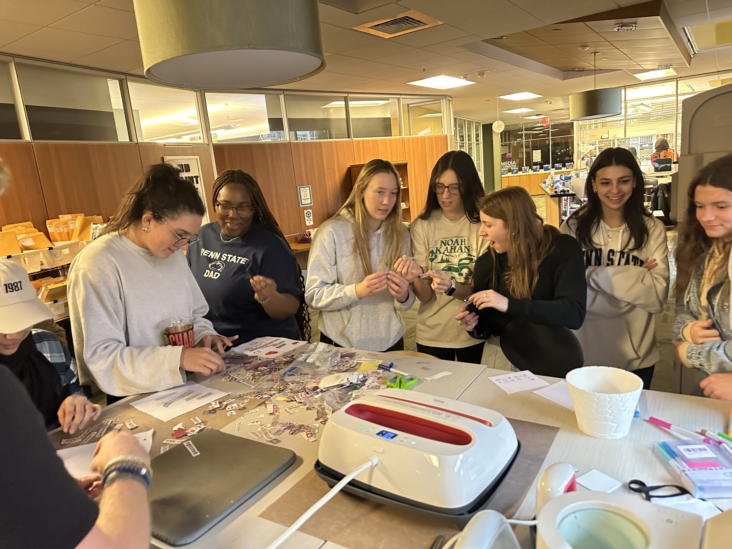 Active Learning activity with students creating materials with textiles and the heat press